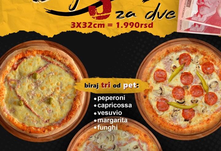 Fratelli akcija – tri pizze od 32 cm za 1.990 RSD